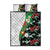 Hawaiian Tropical Flowers and Leaves Quilt Bed Set on Leopard Pattern Half Style White-Black Version - Polynesian Pride