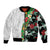 Hawaiian Tropical Flowers and Leaves Sleeve Zip Bomber Jacket on Leopard Pattern Half Style White-Black Version - Polynesian Pride