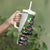Hawaiian Tropical Flowers and Leaves Tumbler With Handle on Leopard Pattern Half Style White-Black Version - Polynesian Pride
