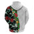 Hawaiian Tropical Flowers and Leaves Zip Hoodie on Leopard Pattern Half Style White-Black Version - Polynesian Pride