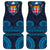 Fiji Coat of Arms Traditional Dashiki Car Mats Tapa Art and Palm Leaves Pattern Dark Navy Color - Polynesian Pride
