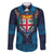 Fiji Coat of Arms Traditional Dashiki Family Matching Off Shoulder Short Dress and Hawaiian Shirt Tapa Art and Palm Leaves Pattern Dark Navy Color - Polynesian Pride