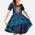 Fiji Coat of Arms Traditional Dashiki Family Matching Summer Maxi Dress and Hawaiian Shirt Tapa Art and Palm Leaves Pattern Dark Navy Color - Polynesian Pride