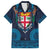 Fiji Coat of Arms Traditional Dashiki Family Matching Summer Maxi Dress and Hawaiian Shirt Tapa Art and Palm Leaves Pattern Dark Navy Color - Polynesian Pride
