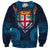 Fiji Coat of Arms Traditional Dashiki Sweatshirt Tapa Art and Palm Leaves Pattern Dark Navy Color - Polynesian Pride