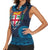 Fiji Coat of Arms Traditional Dashiki Women Sleeveless Polo Shirt Tapa Art and Palm Leaves Pattern Dark Navy Color - Polynesian Pride