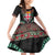 Fiji Coat of Arms Traditional Dashiki Family Matching Off Shoulder Short Dress and Hawaiian Shirt Tapa Art and Palm Leaves Pattern Black Color - Polynesian Pride