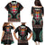 Fiji Coat of Arms Traditional Dashiki Family Matching Puletasi and Hawaiian Shirt Tapa Art and Palm Leaves Pattern Black Color - Polynesian Pride