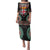 Fiji Coat of Arms Traditional Dashiki Family Matching Puletasi and Hawaiian Shirt Tapa Art and Palm Leaves Pattern Black Color - Polynesian Pride