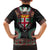Fiji Coat of Arms Traditional Dashiki Family Matching Summer Maxi Dress and Hawaiian Shirt Tapa Art and Palm Leaves Pattern Black Color - Polynesian Pride