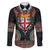 Fiji Coat of Arms Traditional Dashiki Family Matching Summer Maxi Dress and Hawaiian Shirt Tapa Art and Palm Leaves Pattern Black Color - Polynesian Pride