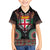 Fiji Coat of Arms Traditional Dashiki Family Matching Summer Maxi Dress and Hawaiian Shirt Tapa Art and Palm Leaves Pattern Black Color - Polynesian Pride