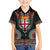Fiji Coat of Arms Traditional Dashiki Hawaiian Shirt Tapa Art and Palm Leaves Pattern Black Color - Polynesian Pride