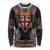 Fiji Coat of Arms Traditional Dashiki Long Sleeve Shirt Tapa Art and Palm Leaves Pattern Black Color - Polynesian Pride