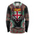 Fiji Coat of Arms Traditional Dashiki Long Sleeve Shirt Tapa Art and Palm Leaves Pattern Black Color - Polynesian Pride