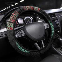 Fiji Coat of Arms Traditional Dashiki Steering Wheel Cover Tapa Art and Palm Leaves Pattern Black Color LT03 Universal Fit Black - Polynesian Pride