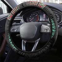 Fiji Coat of Arms Traditional Dashiki Steering Wheel Cover Tapa Art and Palm Leaves Pattern Black Color LT03 - Polynesian Pride