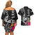 Polynesian Fiji Couples Matching Off Shoulder Short Dress and Hawaiian Shirt Shark and Hibiscus Tapa Pattern Version LT03 - Polynesian Pride