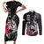 Polynesian Fiji Couples Matching Short Sleeve Bodycon Dress and Long Sleeve Button Shirts Shark and Hibiscus Tapa Pattern Version LT03 White - Polynesian Pride