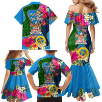 Malampa Fiji Day Family Matching Mermaid Dress and Hawaiian Shirt Tropical Plants Mix Polynesian and Tapa Pattern LT03 - Polynesian Pride