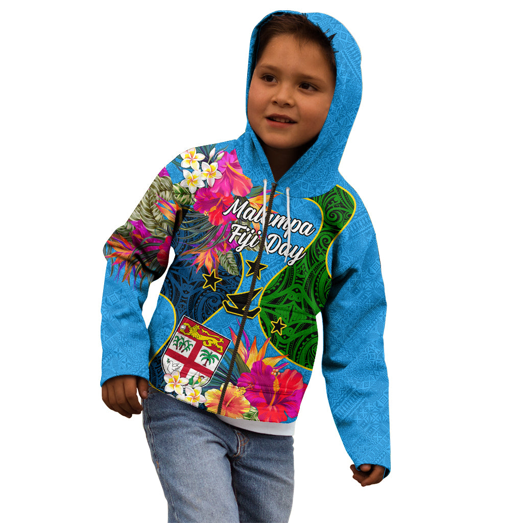 Malampa Fiji Day Kid Hoodie Tropical Plants Mix Polynesian and Tapa Pattern LT03 - Polynesian Pride