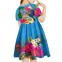 Malampa Fiji Day Kid Short Sleeve Dress Tropical Plants Mix Polynesian and Tapa Pattern LT03 - Polynesian Pride