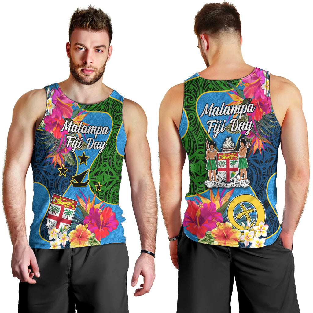 Malampa Fiji Day Men Tank Top Tropical Plants Mix Polynesian and Tapa Pattern LT03 - Polynesian Pride