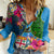 Malampa Fiji Day Women Casual Shirt Tropical Plants Mix Polynesian and Tapa Pattern LT03 Female Blue - Polynesian Pride