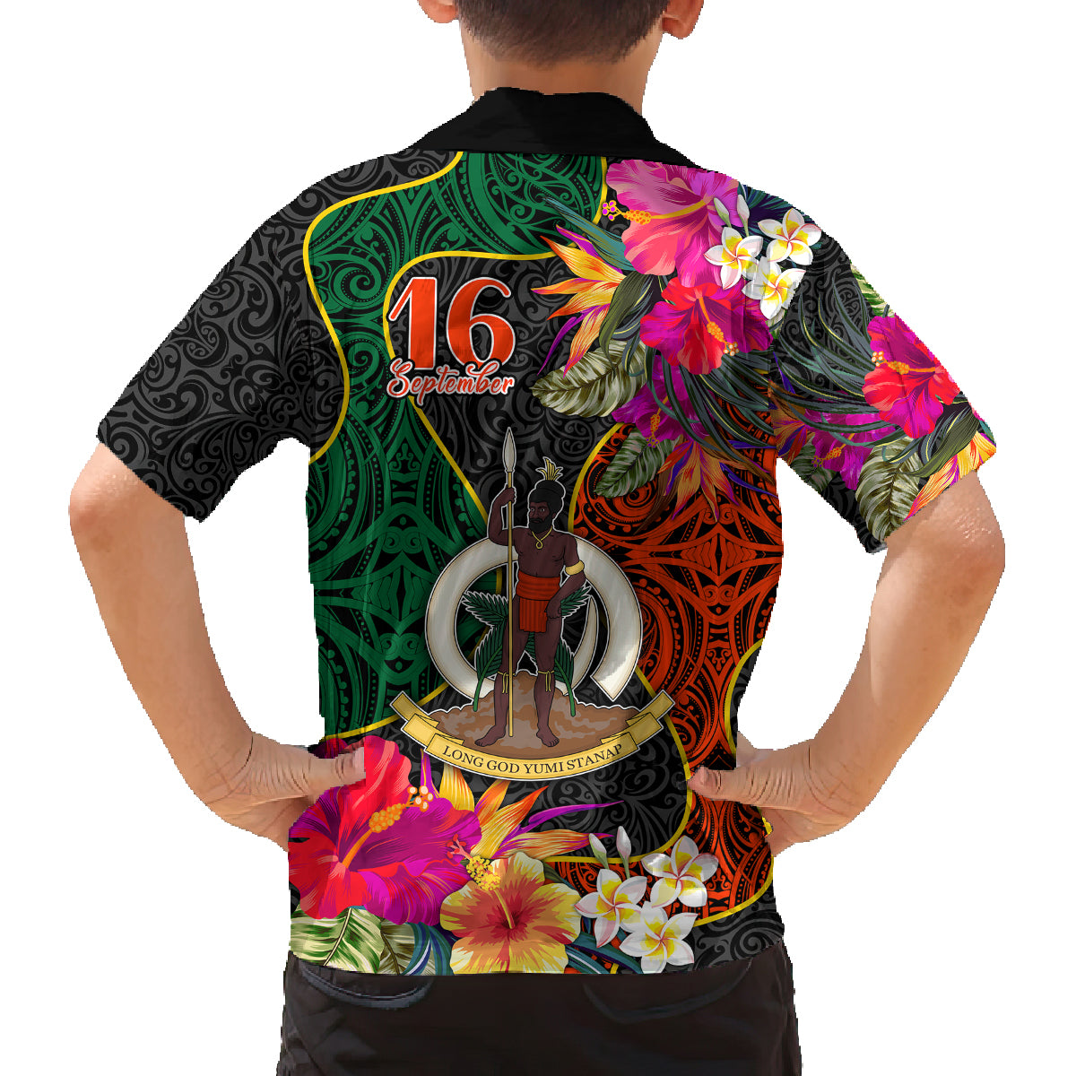 Penama Day Family Matching Off Shoulder Maxi Dress and Hawaiian Shirt 16th September Polynesian Pattern with Pacific Flower LT03 - Polynesian Pride