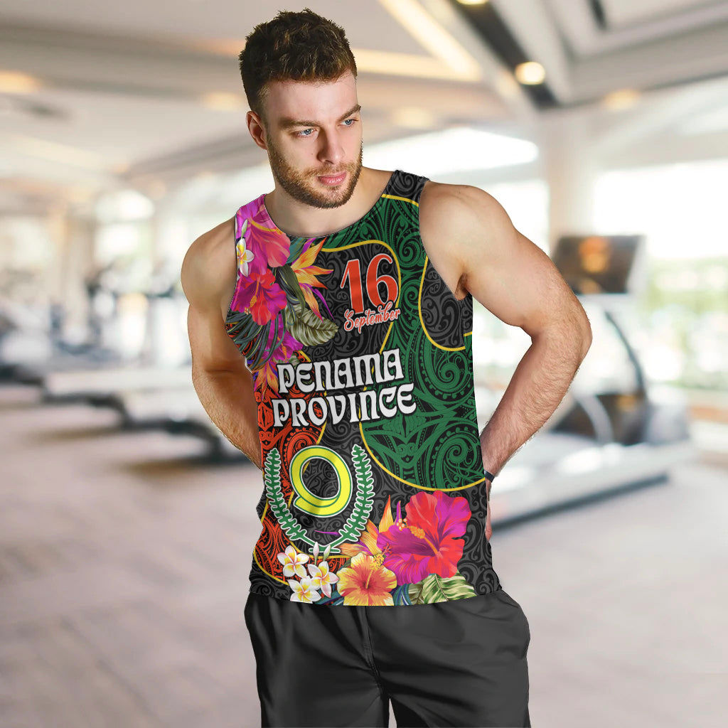Penama Day Men Tank Top 16th September Polynesian Pattern with Pacific Flower LT03 - Polynesian Pride