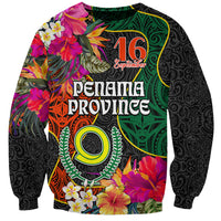 Penama Day Sweatshirt 16th September Polynesian Pattern with Pacific Flower LT03 Unisex Black - Polynesian Pride