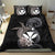 Hawaiian Whale and Kanaka Maoli Symbol Bedding Set Hibiscus with Hawaii Map and Polynesian Tattoo Grayscale Color