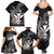 Hawaiian Whale and Kanaka Maoli Symbol Family Matching Summer Maxi Dress and Hawaiian Shirt Hibiscus with Hawaii Map and Polynesian Tattoo Grayscale Color