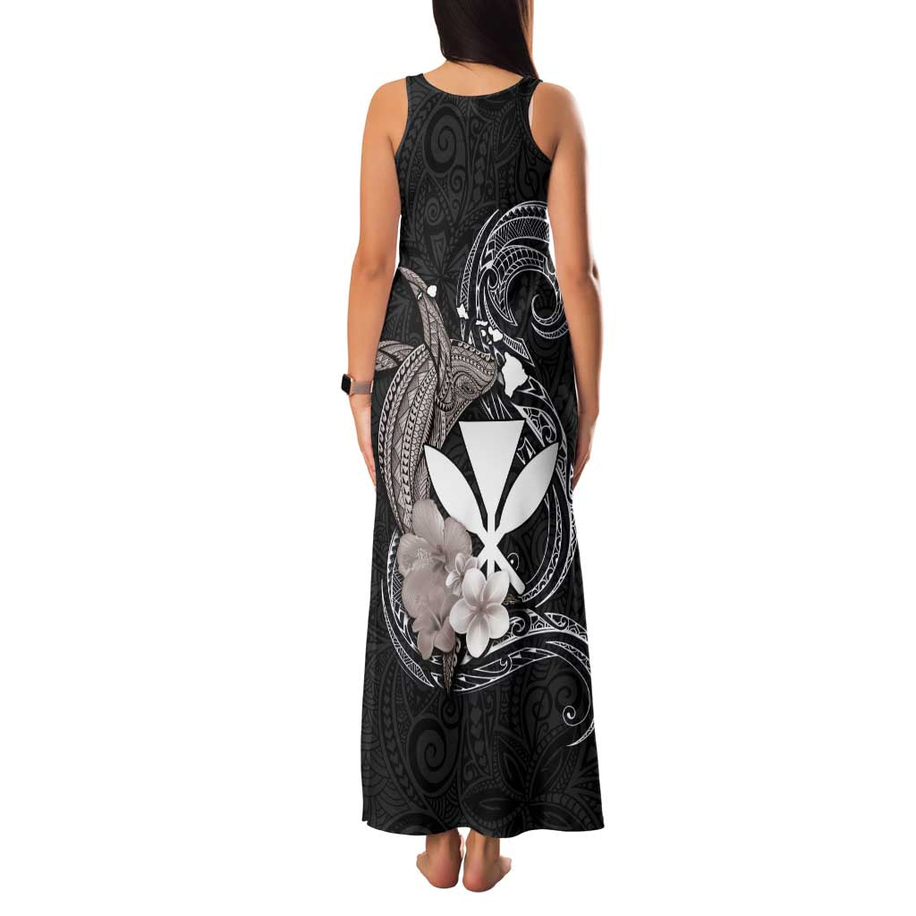 Hawaiian Whale and Kanaka Maoli Symbol Family Matching Tank Maxi Dress and Hawaiian Shirt Hibiscus with Hawaii Map and Polynesian Tattoo Grayscale Color