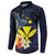 Hawaiian Whale and Kanaka Maoli Symbol Button Sweatshirt Hibiscus with Hawaii Map and Polynesian Tattoo Deep Sea Color