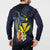 Hawaiian Whale and Kanaka Maoli Symbol Button Sweatshirt Hibiscus with Hawaii Map and Polynesian Tattoo Deep Sea Color