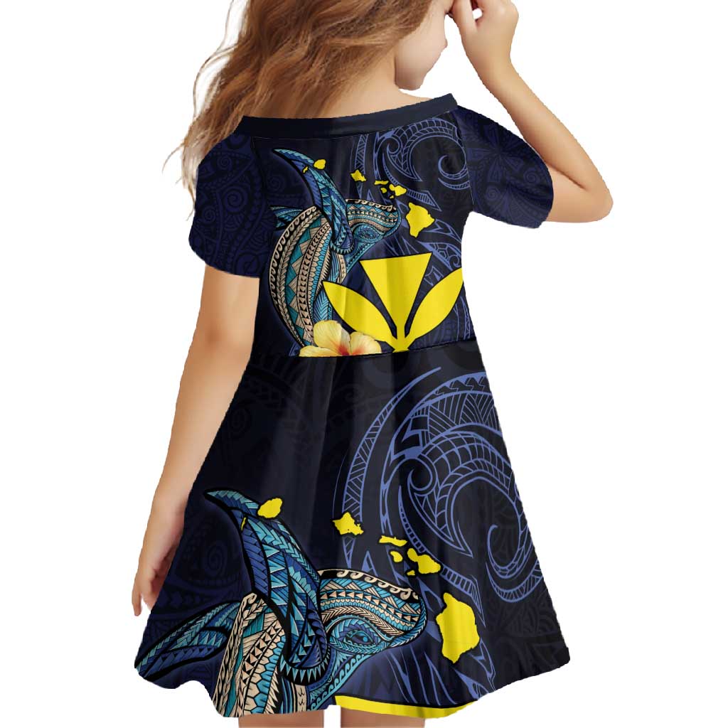 Hawaiian Whale and Kanaka Maoli Symbol Family Matching Tank Maxi Dress and Hawaiian Shirt Hibiscus with Hawaii Map and Polynesian Tattoo Deep Sea Color