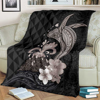 Hawaiian Whale and Volcanic Eruption Blanket Hibiscus and Kakau Pattern Grayscale Color LT03 - Polynesian Pride