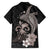 Hawaiian Whale and Volcanic Eruption Family Matching Summer Maxi Dress and Hawaiian Shirt Hibiscus and Kakau Pattern Grayscale Color