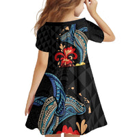 Hawaiian Whale and Volcanic Eruption Family Matching Mermaid Dress and Hawaiian Shirt Hibiscus and Kakau Pattern LT03 - Polynesian Pride