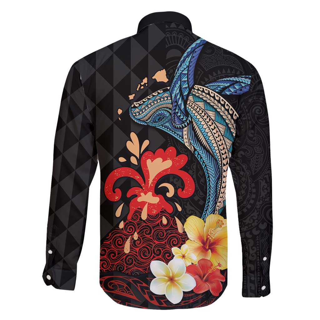 Hawaiian Whale and Volcanic Eruption Family Matching Summer Maxi Dress and Hawaiian Shirt Hibiscus and Kakau Pattern LT03 - Polynesian Pride
