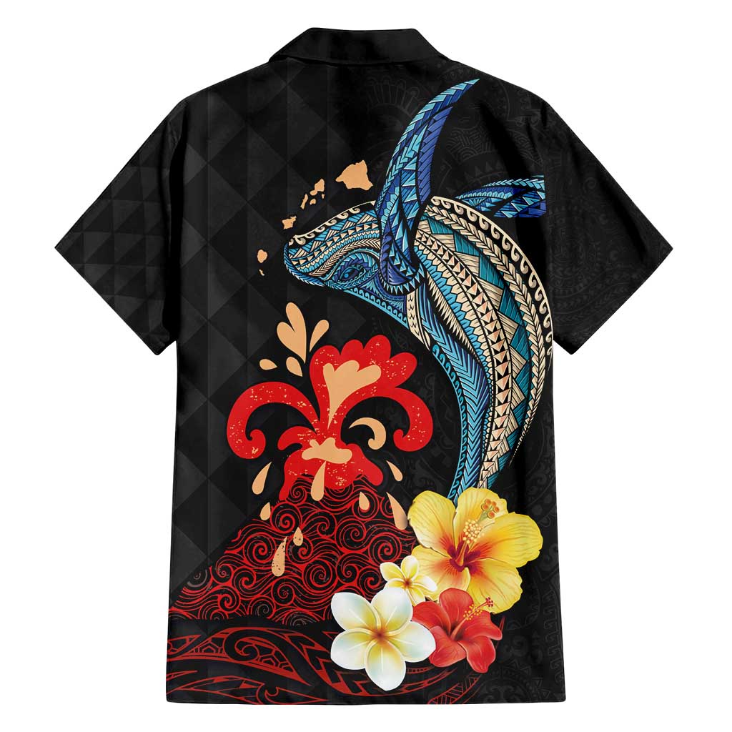 Hawaiian Whale and Volcanic Eruption Family Matching Tank Maxi Dress and Hawaiian Shirt Hibiscus and Kakau Pattern LT03 - Polynesian Pride