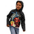 Hawaiian Whale and Volcanic Eruption Kid Hoodie Hibiscus and Kakau Pattern