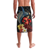 Hawaiian Whale and Volcanic Eruption Lavalava Hibiscus and Kakau Pattern