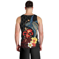 Hawaiian Whale and Volcanic Eruption Men Tank Top Hibiscus and Kakau Pattern