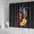 Hawaiian Whale and Volcanic Eruption Shower Curtain Hibiscus and Kakau Pattern