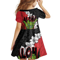 Hawaiian Halloween Family Matching Tank Maxi Dress and Hawaiian Shirt Horror Shaka Hand with Plumeria and Polynesian Tattoo Blood Color LT03 - Polynesian Pride