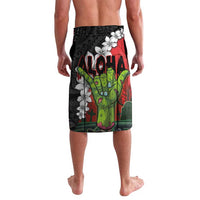 Hawaiian Halloween Lavalava Horror Shaka Hand with Plumeria and Polynesian Tattoo Blood Color