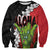 Hawaiian Halloween Sweatshirt Horror Shaka Hand with Plumeria and Polynesian Tattoo Blood Color