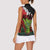 Hawaiian Halloween Women Sleeveless Polo Shirt Horror Shaka Hand with Plumeria and Polynesian Tattoo Blood Color